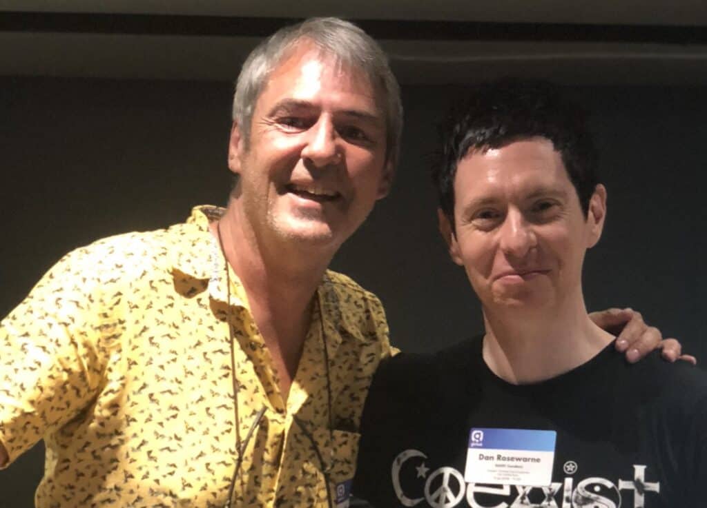 Neil Morrissey with FCC's marketing manager Dan Rosewarne